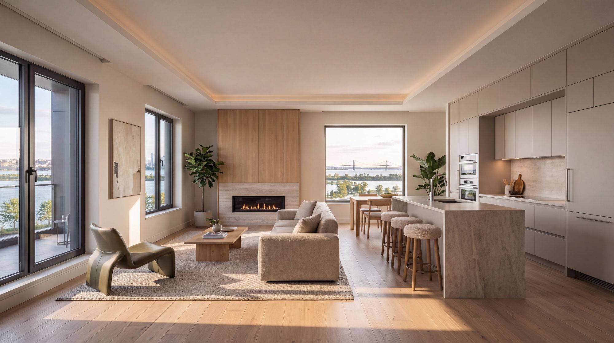 Intérieur avec vue sur le fleuve
